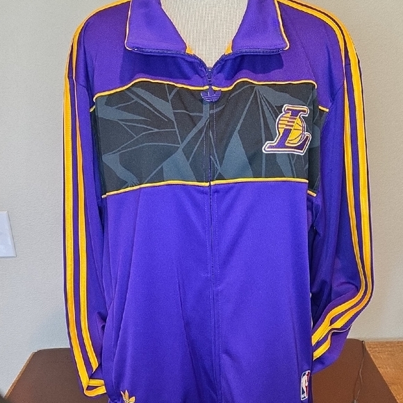 adidas Other - Adidas Limited Edition LA LAKERS 3 Stripe Trefoil Purple and Gold Jacket